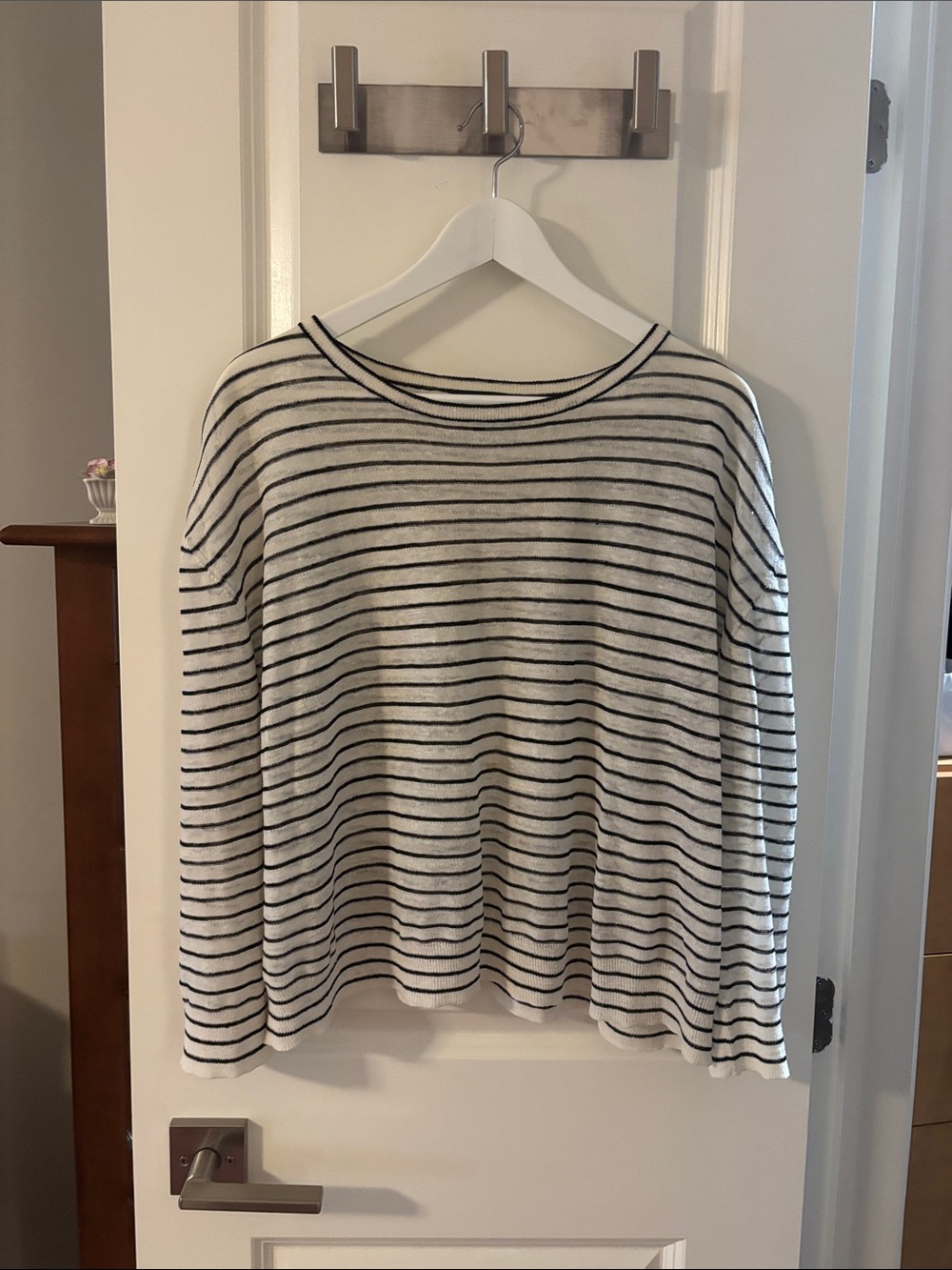 Theory Striped Crewneck Sweater - White & Black